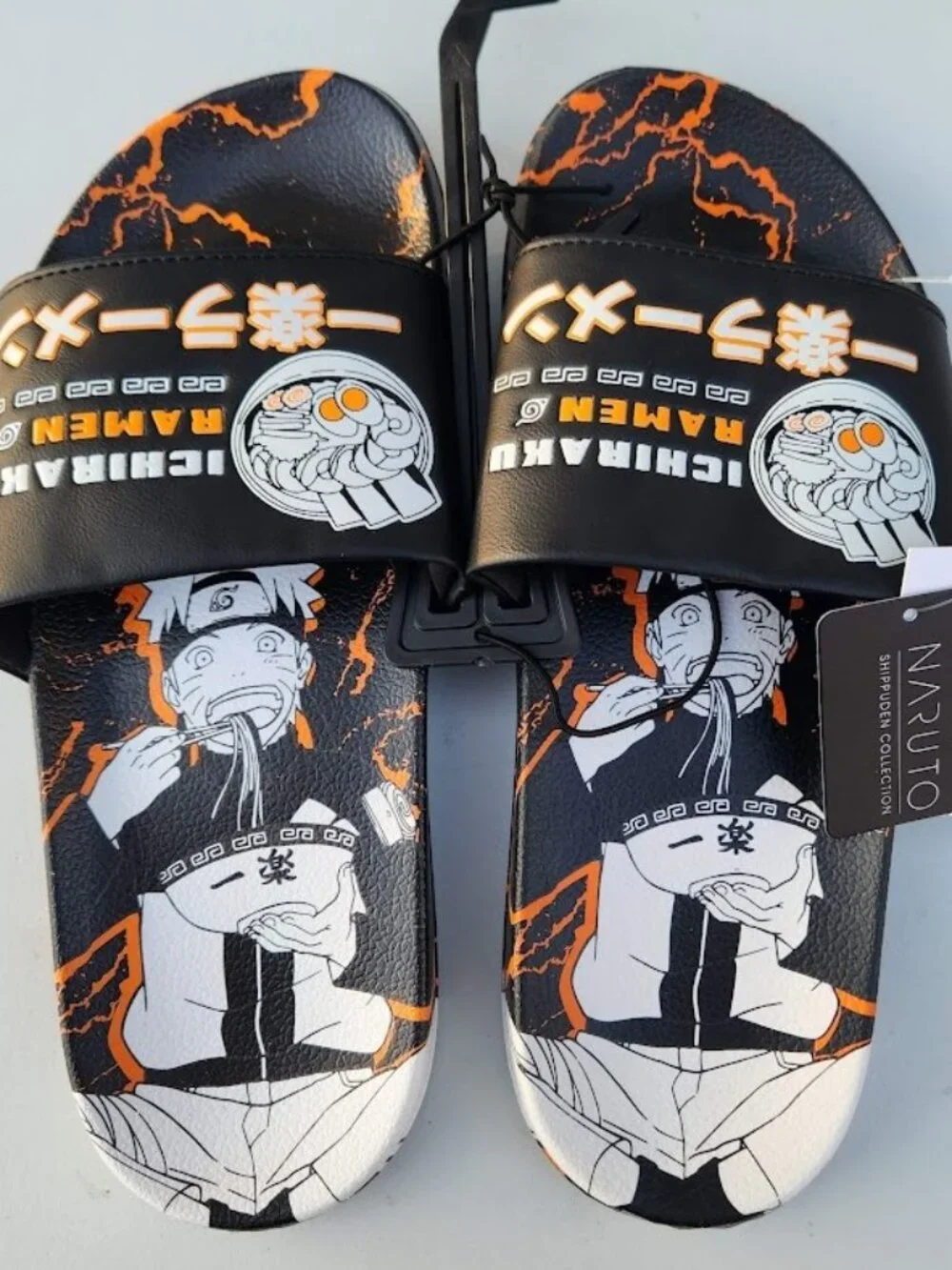 NEW Naruto Anime Ramen Men’s Size 7 Slippers Sandals Slides Shippuden Ichiraku R